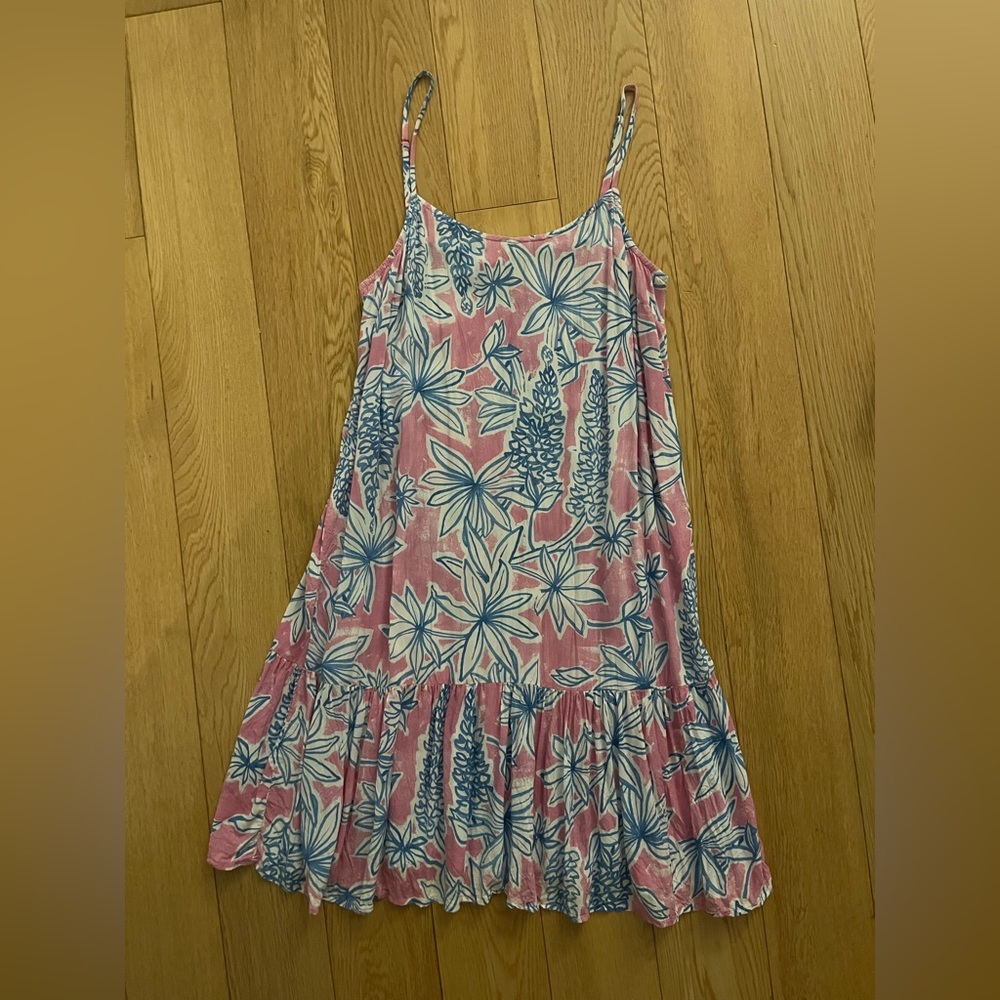 Anthropologie Spaghetti Strap Pink/Blue/White Floral Dress (Size SP)